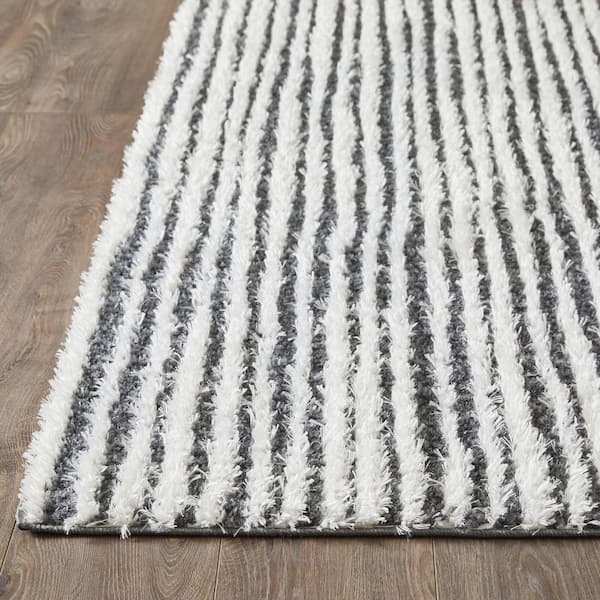 Vemoa Altomarze Blue 9 ft. 10 in. x 12 ft. 10 in. Stripe Polyester Area Rug