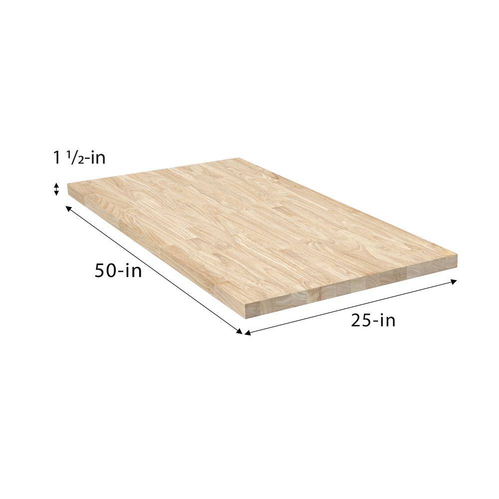 4 ft Unfinished Hevea Solid Wood Butcher Block Countertop with Square Edge