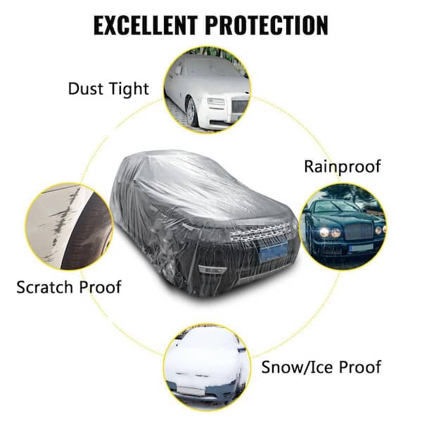 VEVOR Plastic 22 ft. x 12 ft. Car Cover Disposable Car Covers Universal Car  Cover Waterproof Dust-Proof Full Cover (10-Pieces) CY10BZSLCZ0000001V0 -  The Home Depot