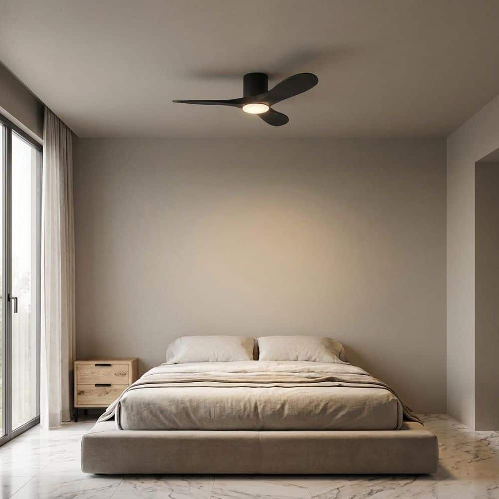 Maverick Smart 44 in. Hugger Midnight Black Indoor/Outdoor Modern LED Ceiling Fan with Remote Included price history on PriceWatchPro