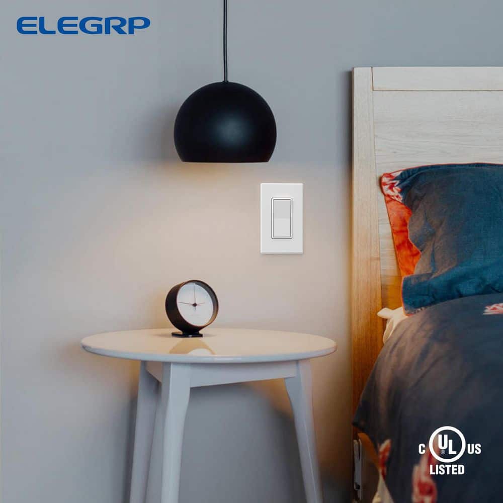 White Matte Single Pole Rocker Light Switch Set with Thermoplastic Wall Plate