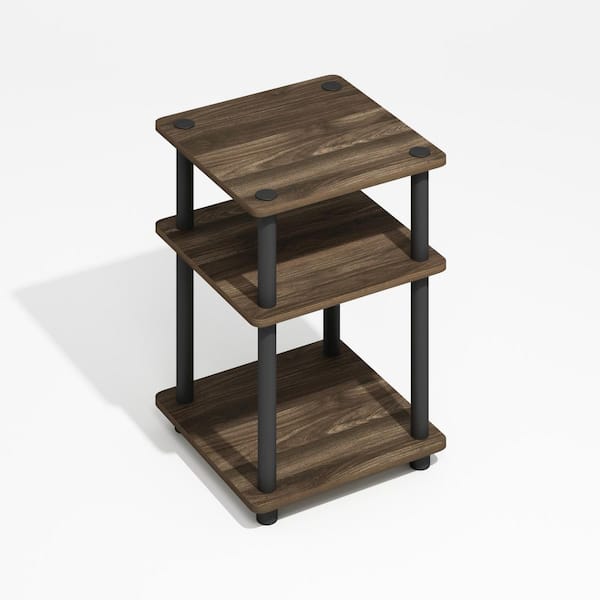 Furinno Turn-N-Tube 14.6 in. Light Brown Walnut/Black Rectangle Wood End Table