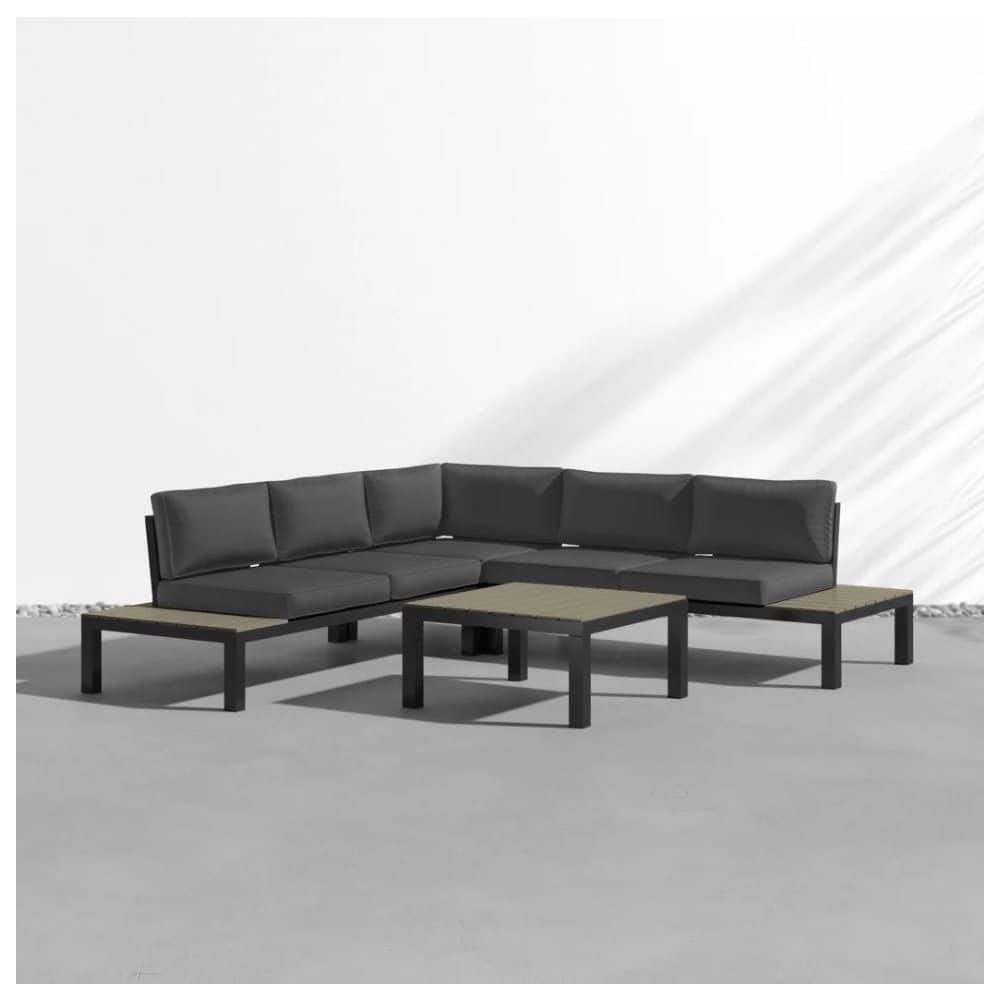 Lakeview 5-Person Outdoor Sectional Sofa with Charcoal Cushions