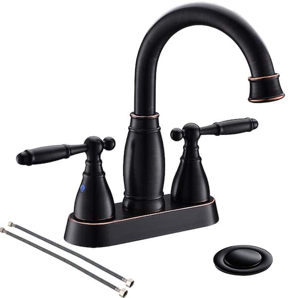 Phiestina 4 in. Centerset 2-Handle Oil Rubbed Bathroom Faucets in Bronze