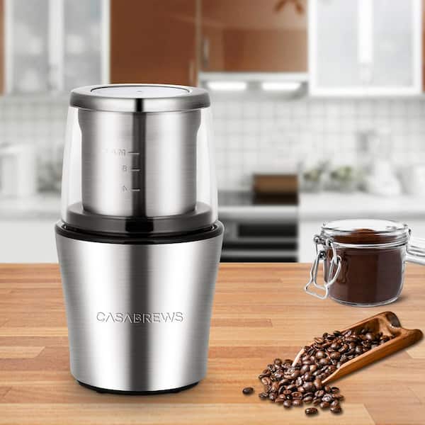 CASABREWS KWG130 2.5 oz. Capacity Silver Blade Coffee Grinder with  Removable Bowl Stainless Steel HD-US-KWG130-SIL - The Home Depot