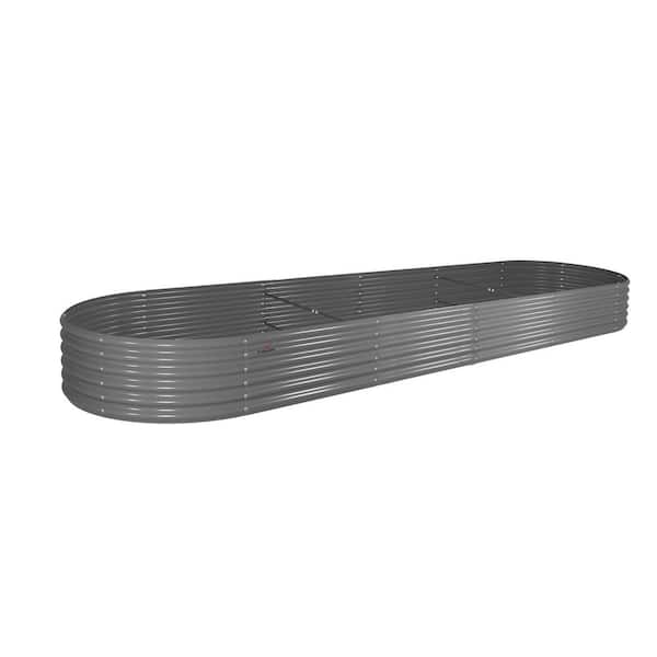 12 ft. x 3 ft. x 1.5 ft. Metal Oval Round Galvanized Raised Garden Bed for Vegetables and Flowers Outdoor in Gray