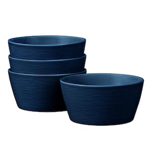 Colorscapes Navy-on-Navy Swirl 6 in., 25 fl. oz. (Blue) Porcelain Cereal Bowls, (Set of 4)