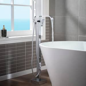 Single-Handle Freestanding Tub Faucet with Hand Shower in Chrome