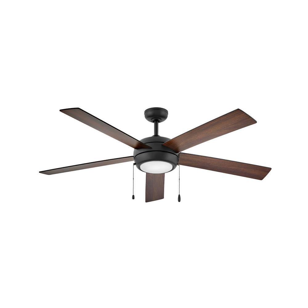 Matte Black 60" LED Ceiling Fan with Walnut Blades
