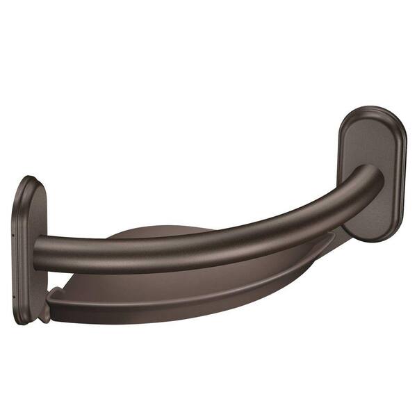 MOEN Home Care 9 in. x 1 in. Screw Grab Bar with Corner Shelf in Old World Bronze