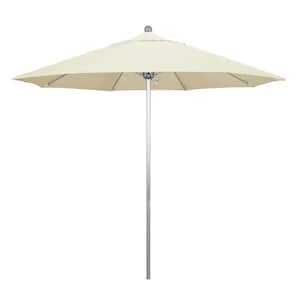 9 ft. Silver Aluminum Commercial Market Patio Umbrella with Fiberglass Ribs and Push Lift in Canvas Sunbrella