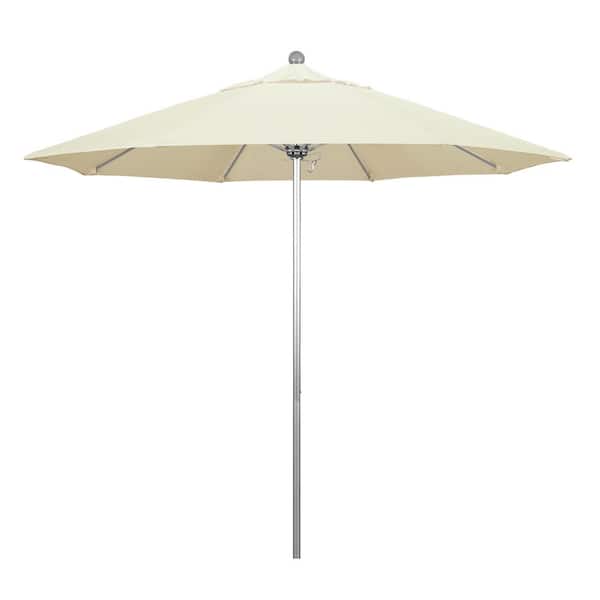 California Umbrella 9 ft. Fiberglass Market Pulley Open S Anodized Patio Umbrella in Canvas Pacifica