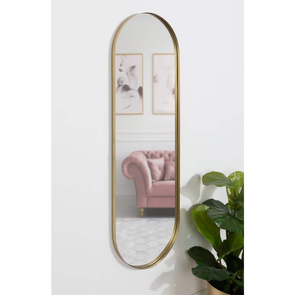 Gold Full-Length Oval Capsule Wall Mirror