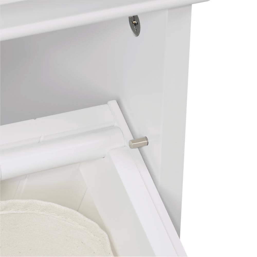 White MDF Tilt-Out Laundry Hamper Cabinet with Removable Bag