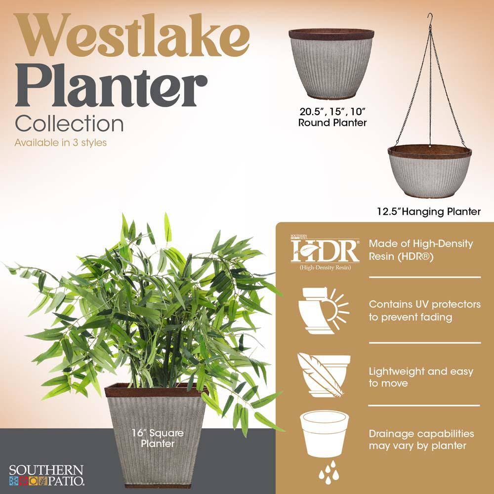 Westlake 10" Rustic Galvanized Resin Round Planter for Indoor/Outdoor