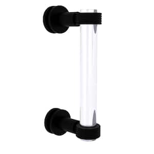 Clearview 8 in. Single Side Shower Door Pull with Groovy Accents in Matte Black