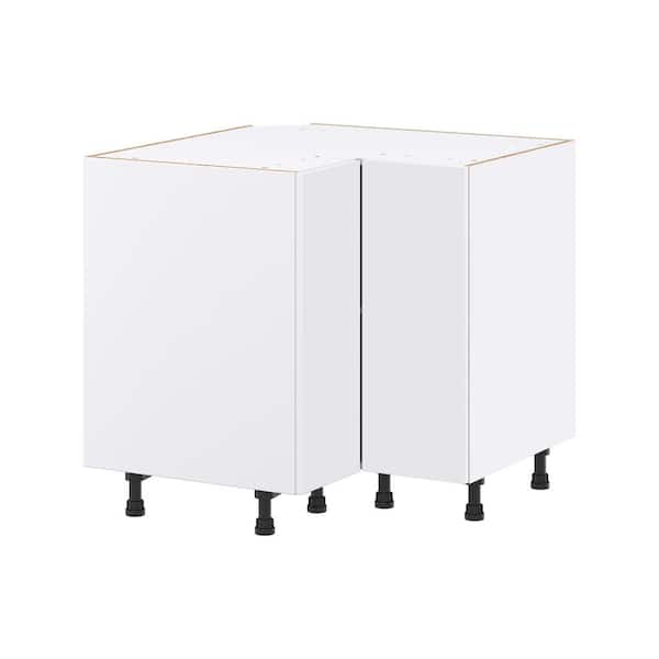 J COLLECTION Fairhope Bright White Slab Assembled Premium LS Corner Base Kitchen Cabinet (36 in. W x 34.5 in. H x 24 in. D)