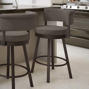 Rosco 26 in. Textured Dark Brown Metal Warm Medium Grey Polyester Counter Stool