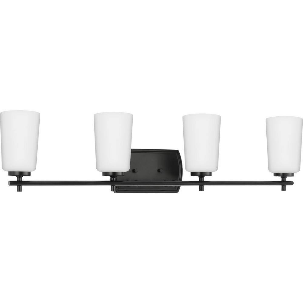 Adley Matte Black 4-Light Vanity Fixture with Opal Glass Shades
