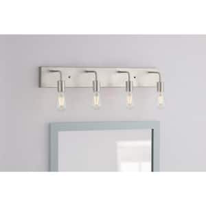 Northvale 30 in. 4-Light Brushed Nickel Industrial Bathroom Vanity Light