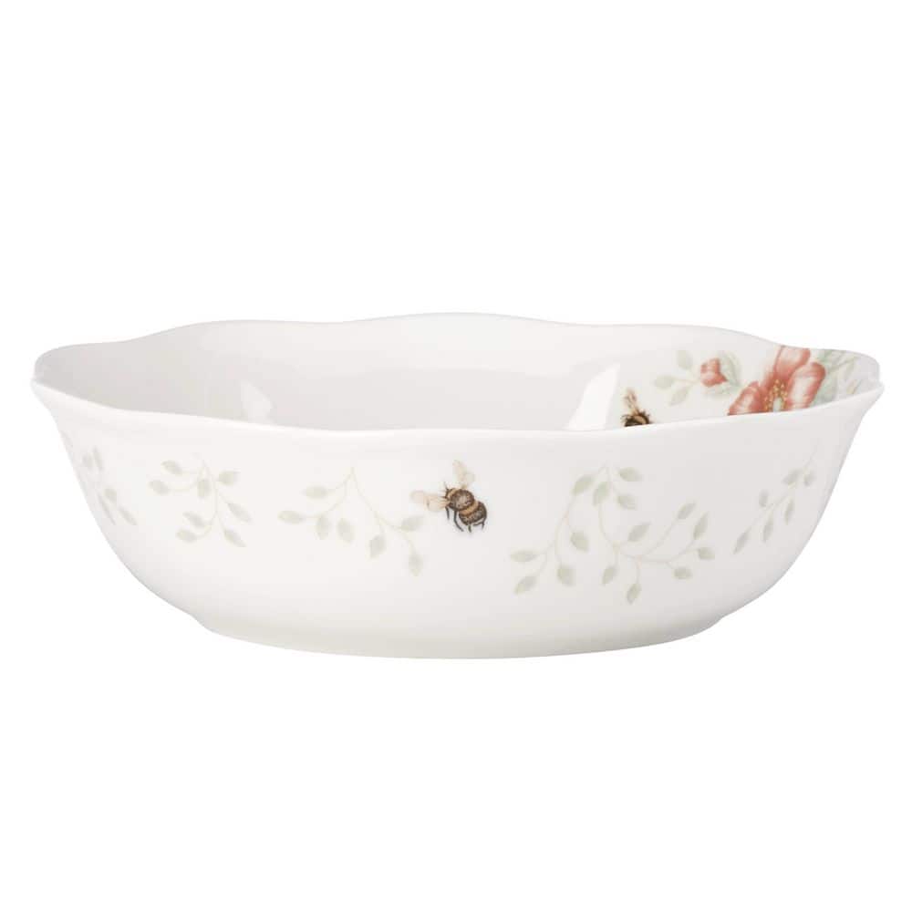 White Floral Ceramic Soup Bowls, Set of 4