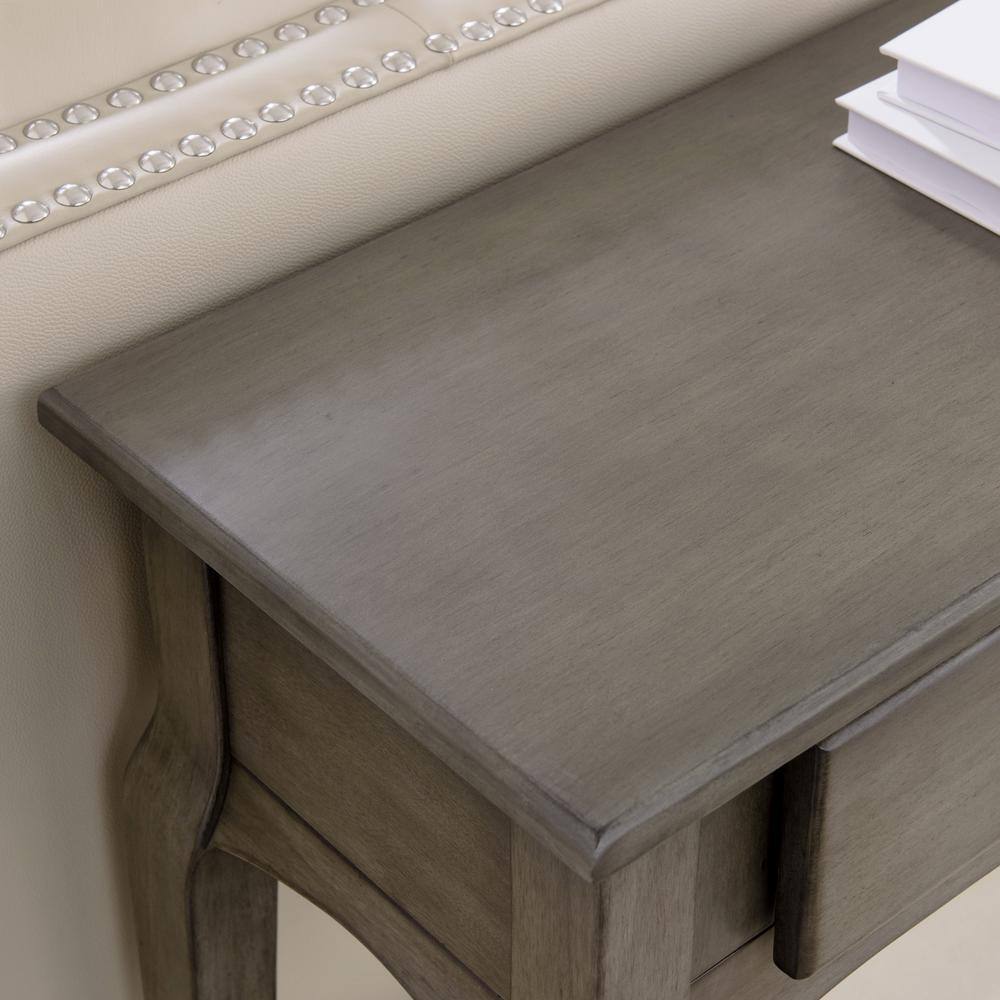 Gray Solid Wood Hall Console Table with Drawer and Shelf
