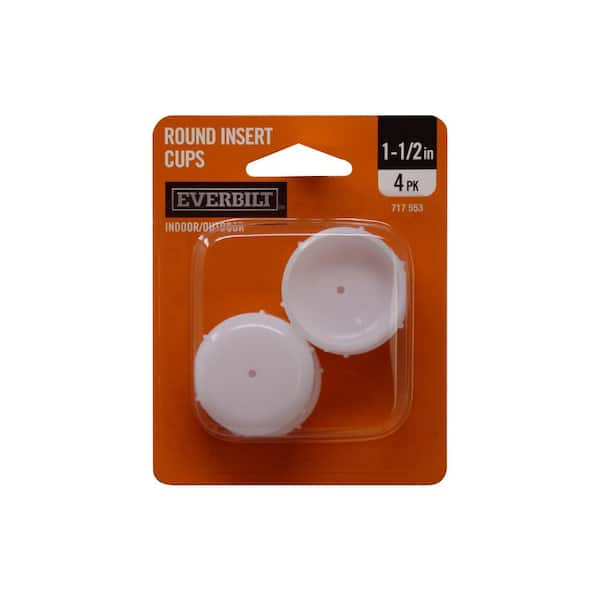 Everbilt 1-1/2 in. White Plastic Insert Patio Furniture Cups (4-Pack) 43040  - The Home Depot