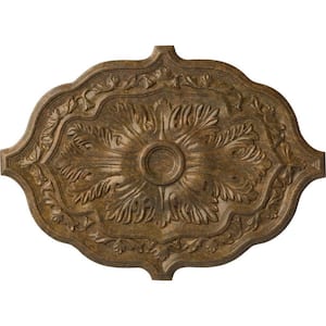 36 in. W x 26 in. H x 1-1/2 in. Pesaro Urethane Ceiling Medallion, Rubbed Bronze