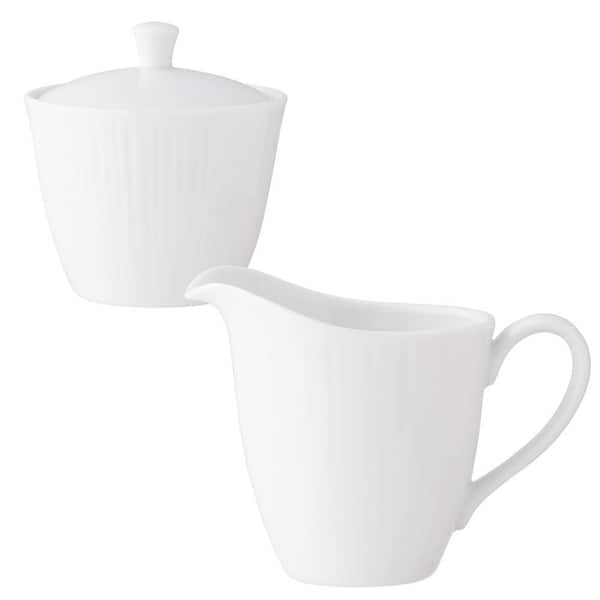 Conifer (White) Porcelain 8 oz. Sugar and 7 fl. oz. Creamer Set