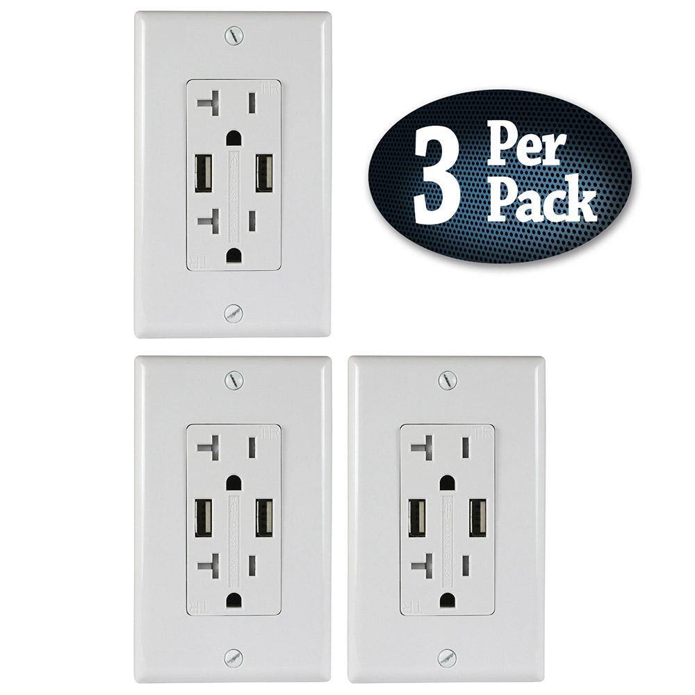 2/3/4/6 USB Port Wall Charger Outlet AC Power Receptacle Socket Plate Panel LA 