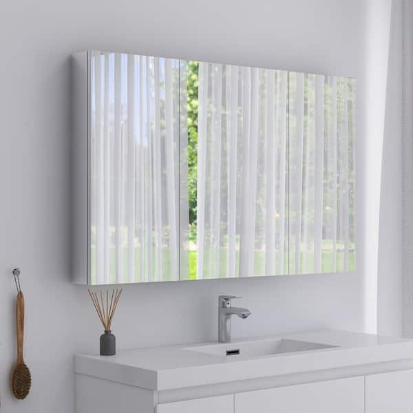 48 in. W x 30 in. H Rectangular Aluminum Surface Mount Medicine Cabinet with Mirror