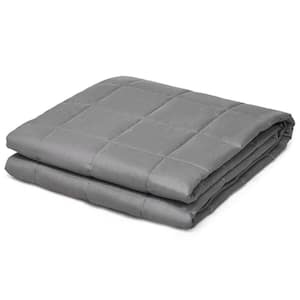 Dark Gray 100% Cotton 41 in. x 60 in. Quilted 7 lbs.Weighted Blanket with Glass Beads