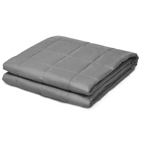 Costway Dark Gray 100% Cotton 60 in. x 80 in. Quilted 17 lbs.Weighted Blanket with Glass Beads