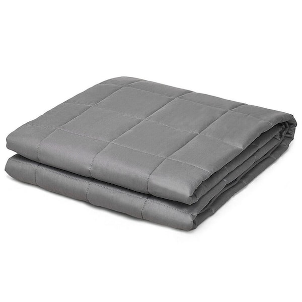 Costway Dark Gray 100% Cotton 60 in. x 80 in. Quilted 22 lbs.Weighted Blanket with Glass Beads