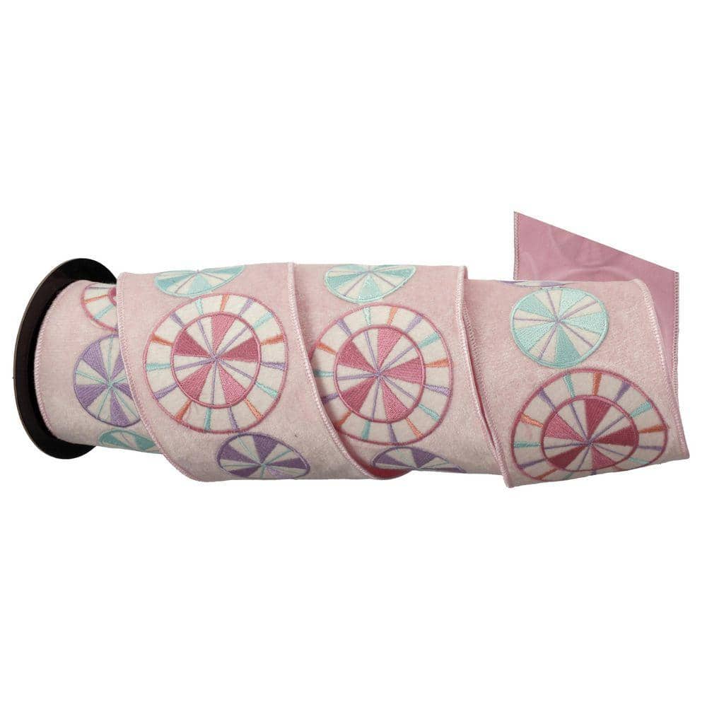 Regency International 4 in. x 5Y Multi Velvet Peppermint Christmas ...