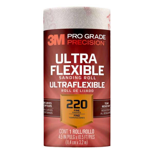3M Pro Grade Precision 4-1/2 in. x 10-1/2 ft. 220 Grit Fine Ultra Flexible Sanding Roll