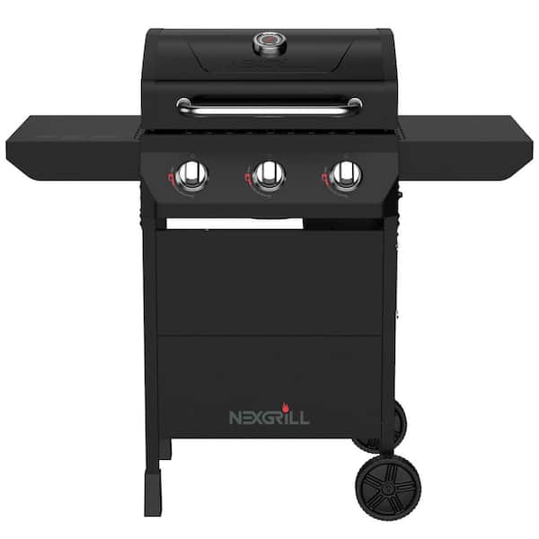 3 Burner Liquid Propane Gas Grill in Black