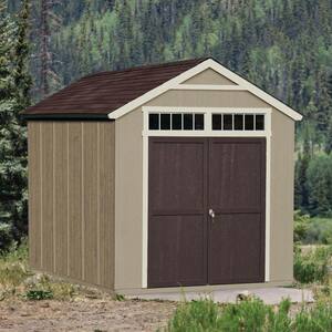 Professionally Installed Majestic Deluxe 8 ft. x 12 ft. Backyard Wood Shed with Driftwood Grey Shingles (96 sq. ft.)