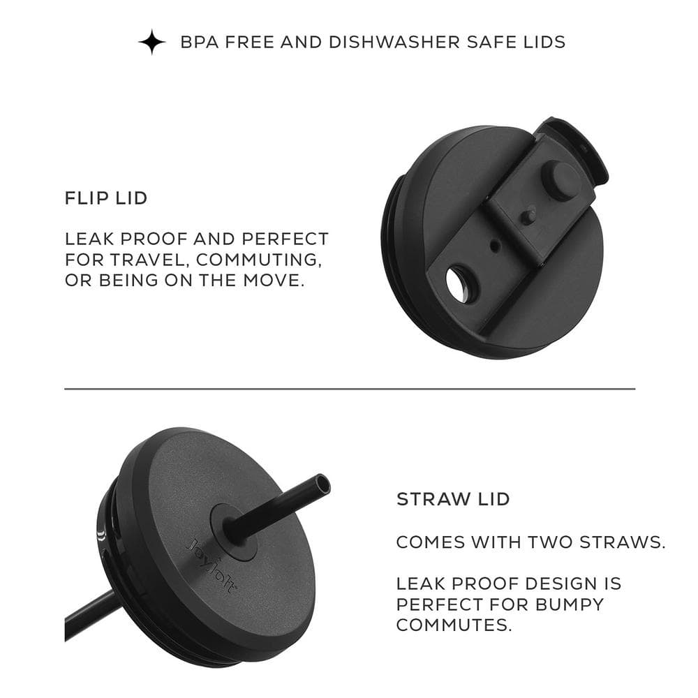 Black Triple Insulated Stainless Steel Travel Tumbler with Straw