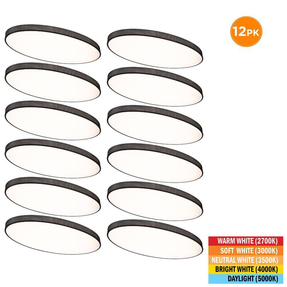 12-Pack 32 in. x 18 in. Matte Black Perforated Designed Oval LED Flush Mount Ceiling Light 2700K 3000K 3500K 4000K 5000K price history on PriceWatchPro