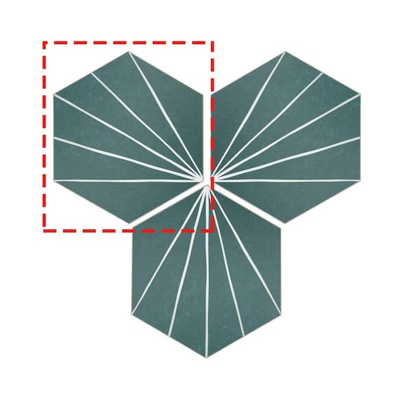 sunwings Art Deco Hexagon 6 in. x 7 in. Green Peel and Stick Backsplash Stone Composite Wall Tile (1-Piece, 0.22 sq. ft.)