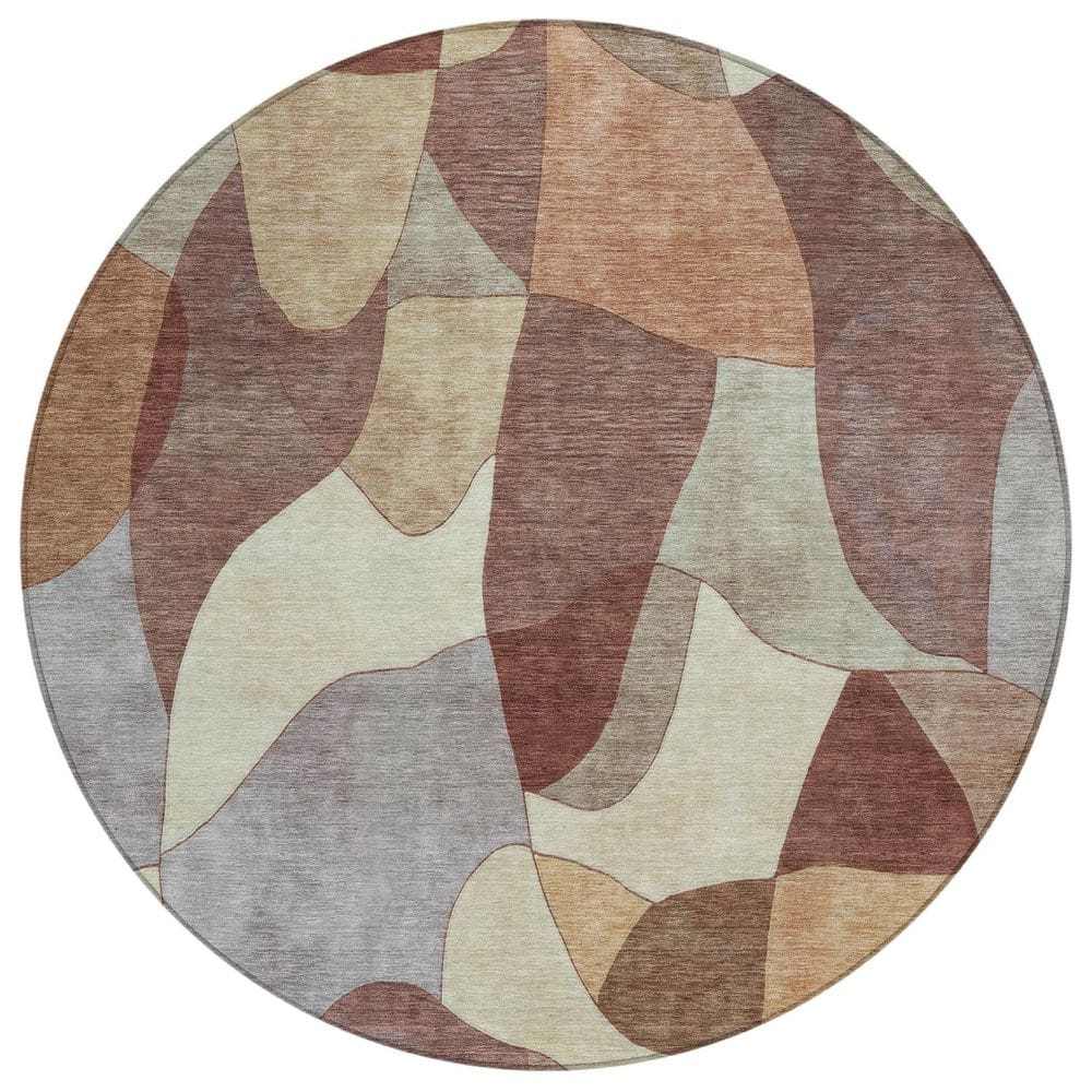 Chantille Machine Washable Indoor/Outdoor Abstract ACN2814 Paprika 8 ft. x 8 ft. Round Rug price history on PriceWatchPro