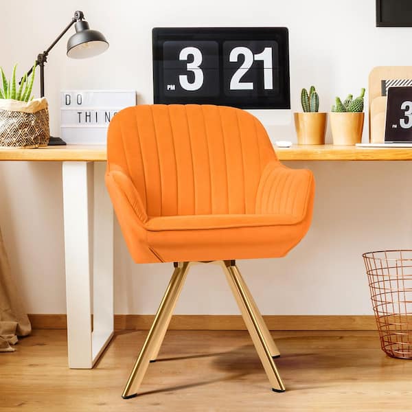 JEAREY Modern Yellow Brushed Velvet Swivel Accent Armchair with Metal Legs for Living