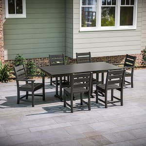 Grant Park Slate Grey 7-Piece HDPE Plastic Rectangle Farmhouse Outdoor Dining Set