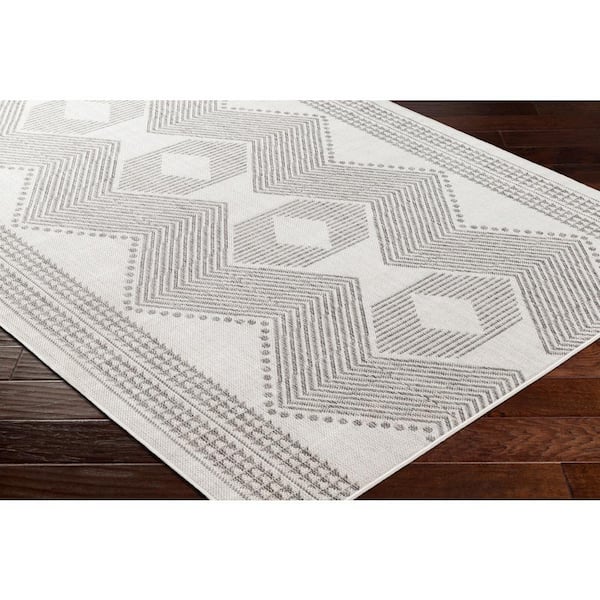 Long Beach Gray/Light Gray Diamond 8 ft. x 10 ft. Indoor/Outdoor Area Rug
