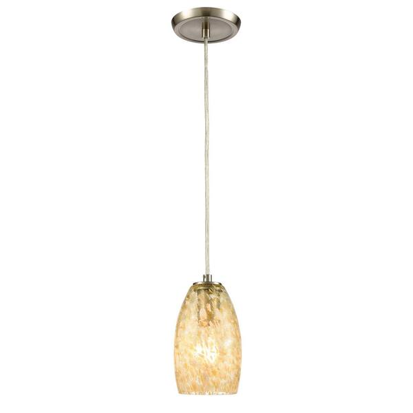 Titan Lighting Gustine 1-Light Satin Nickel Mini Pendant Light with Glass Shade