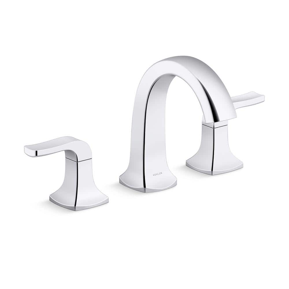 KOHLER Rubicon 8 In Widespread Double Handle High Arc Bathroom Faucet   Polished Chrome Kohler Widespread Bathroom Faucets R29406 4d Cp 64 1000 