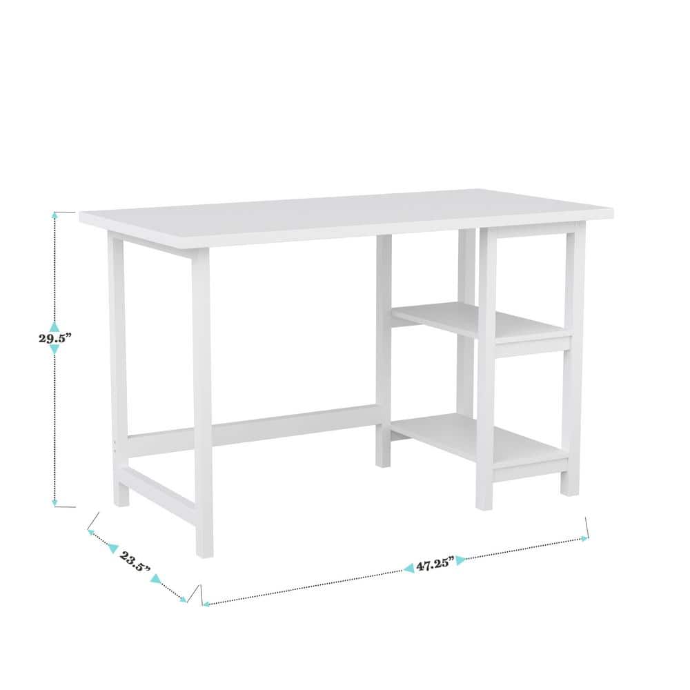 White Wood Grain Home Office Trestle Desk with Shelves