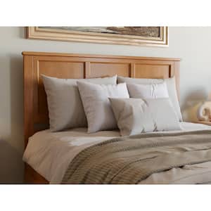 Madison Light Toffee Natural Bronze Queen Solid Wood Panel Headboard with Attachable Charger