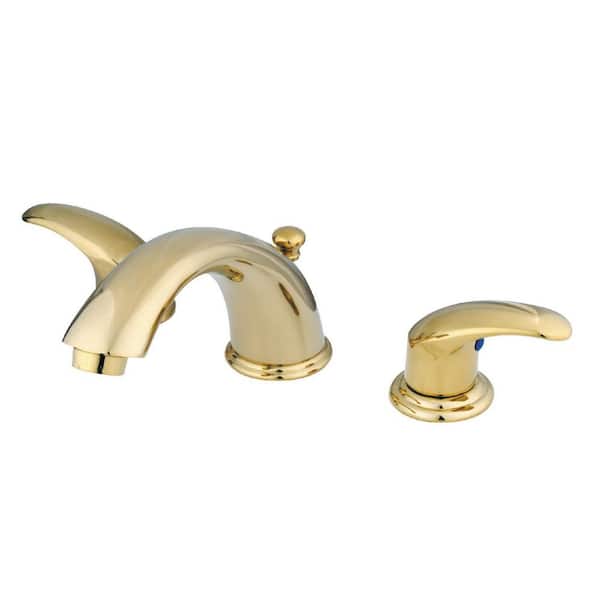 Kingston Brass Legacy 8 in. Widespread 2-Handle Bathroom Faucets with Plastic Pop-Up in Polished Brass